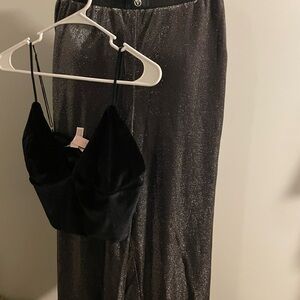 Victoria's Secret Black Velvet Top with Shimmering Overlay